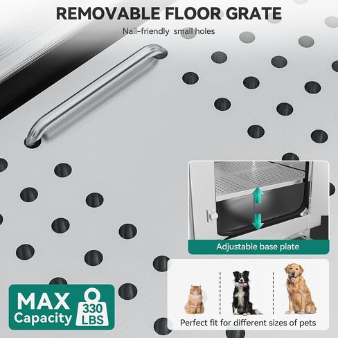 YITAHOME 50 "حوض استحمام للكلاب 304 من الفولاذ المقاوم للصدأ محطة استحمام احترافية للكلاب مع منحدر، شبكة أرضية، صنبور، حوض استحمام للكلاب الكبيرة والمتوسطة والصغيرة، الباب الأيسر للحيوانات الأليفة، محطة غسيل الكلاب للمنزل in Saudi Arabia