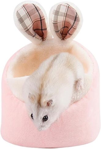 ABLAZEZAI Hamster Bed, Mini Small Animals Soft Warm Nest, Small Pet Sofa Bed, Mouse Cage House Accessories (Brown) in Saudi Arabia