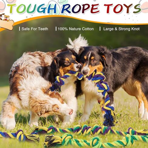 12 حزمة كبيرة من ألعاب مضغ الكلاب للمضغ العدواني للكلاب شديدة التحمل ألعاب حبل للكلاب من القطن الكبير لتنظيف أسنان الكلاب الكبيرة لتنظيف أسنان الكلاب من السلالات المتوسطة والكبيرة in Kuwait