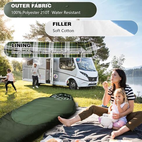 Cold Weather Mummy Sleeping Bag Flannel 0 Degree Winter Sleeping Bag Machine Washable Heavy Duty for Adults,Teenager with Compression Sack 4 Seasons for Camping Hiking Traveling in Saudi Arabia