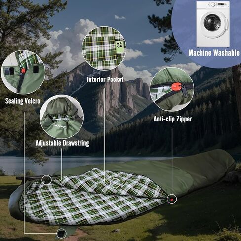 Cold Weather Mummy Sleeping Bag Flannel 0 Degree Winter Sleeping Bag Machine Washable Heavy Duty for Adults,Teenager with Compression Sack 4 Seasons for Camping Hiking Traveling in Saudi Arabia