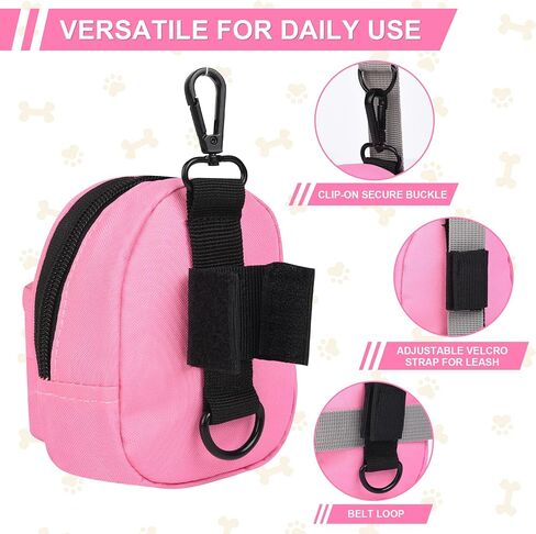 Cute Dog Poop Bag Holder - Mini Dog Treat Pouch - Dog Poop Bag Dispenser - Dog Accessories - Dog Waste Bags - Pet Supplies for Dogs - Dog Poop Bags for Dogs - Dog Bags for Poop (Pink) in Saudi Arabia