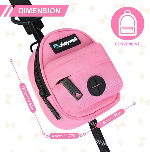 Cute Dog Poop Bag Holder - Mini Dog Treat Pouch - Dog Poop Bag Dispenser - Dog Accessories - Dog Waste Bags - Pet Supplies for Dogs - Dog Poop Bags for Dogs - Dog Bags for Poop (Pink) in Saudi Arabia