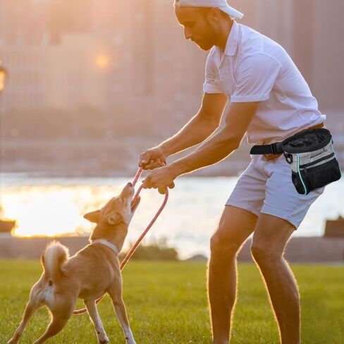 Dog Treat Pouch | Dog Training Treat Pouch Snack Bag with Waist Shoulder Strap, Poop Bag Dispenser | Puppy Treat Pouch with a Foldable Bowl - Grey in Saudi Arabia