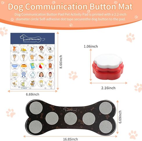 Set of 7 Dog Buttons for Communication-Dog Recordable Training Buttons with Rubber Mat,Dog Talking Buttons,Pet Buttons,Dog Training & Behavior Aids,Train Your Dog to Voice What They Want in Saudi Arabia