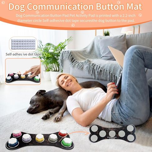 Set of 7 Dog Buttons for Communication-Dog Recordable Training Buttons with Rubber Mat,Dog Talking Buttons,Pet Buttons,Dog Training & Behavior Aids,Train Your Dog to Voice What They Want in Saudi Arabia