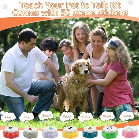 Set of 7 Dog Buttons for Communication-Dog Recordable Training Buttons with Rubber Mat,Dog Talking Buttons,Pet Buttons,Dog Training & Behavior Aids,Train Your Dog to Voice What They Want in Saudi Arabia