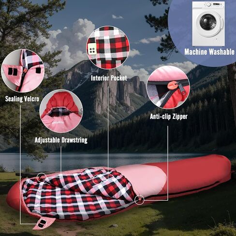 Cold Weather Mummy Sleeping Bag Flannel 0 Degree Winter Sleeping Bag Machine Washable Heavy Duty for Adults,Teenager with Compression Sack 4 Seasons for Camping Hiking Traveling in Saudi Arabia