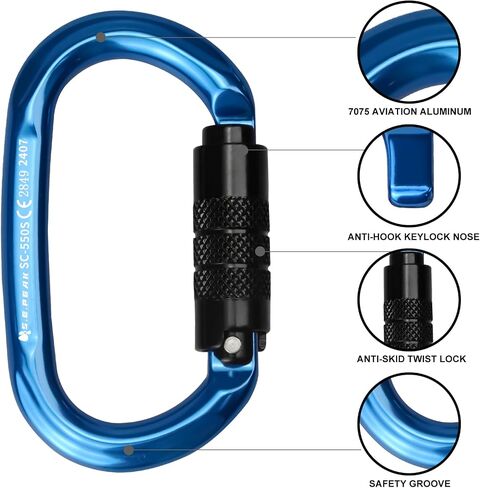 CE 24kN Oval Climbing Screwgate Clip for Outdoor Activities, Stormproof, Hiking, Mountaineering, Climbing, Camping, Fishing, Hunting, Skiing, Snowshoeing in Saudi Arabia