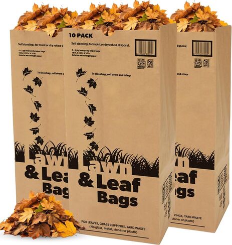 Duro Bags 21089 2-Ply Garbax Lawn and Leaf Bag, 50 lb, 16 in L x 12 in W x 35 in D, Paper, Kraft, (Pack of 5) in Saudi Arabia