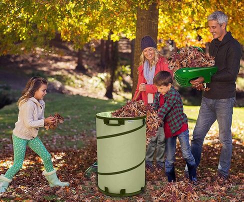 Collapsible -45 Gallon Canvas Garden Waste Bag -Pop-up Bucket Reusable Yard Leaf Bag Holder- Heavy Duty Hardshell Bottom – with Drain Holes for Lawn Pool Garden Camping Trash Debris Bag with Handles in Kuwait