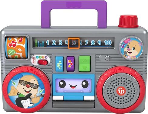 Fisher-Price Laugh & Learn Busy Boombox, Retro-Inspired Musical Infant Activity Toy with Learning Content for Baby and Toddlers in Saudi Arabia