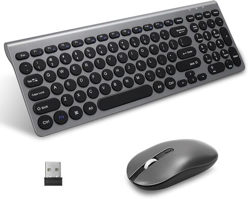 LeadsaiL Wireless Keyboard and Mouse Combo, Wireless USB Mouse and Computer Keyboard Set, Compact and Silent for Windows Laptop, Desktop, PC- Grey in Saudi Arabia