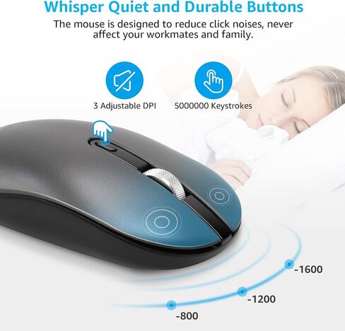 LeadsaiL Wireless Keyboard and Mouse Combo, Wireless USB Mouse and Computer Keyboard Set, Compact and Silent for Windows Laptop, Desktop, PC- Grey in Saudi Arabia