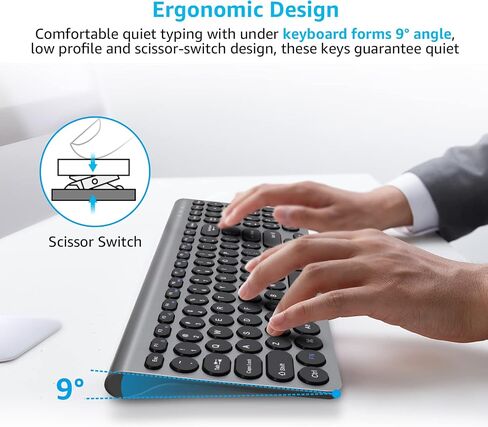 LeadsaiL Wireless Keyboard and Mouse Combo, Wireless USB Mouse and Computer Keyboard Set, Compact and Silent for Windows Laptop, Desktop, PC- Grey in Saudi Arabia
