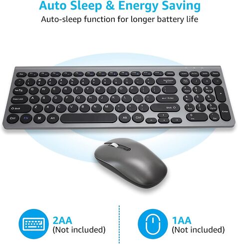 LeadsaiL Wireless Keyboard and Mouse Combo, Wireless USB Mouse and Computer Keyboard Set, Compact and Silent for Windows Laptop, Desktop, PC- Grey in Saudi Arabia