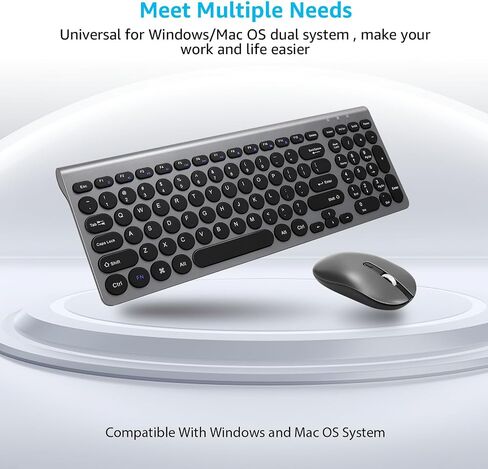 LeadsaiL Wireless Keyboard and Mouse Combo, Wireless USB Mouse and Computer Keyboard Set, Compact and Silent for Windows Laptop, Desktop, PC- Grey in Saudi Arabia