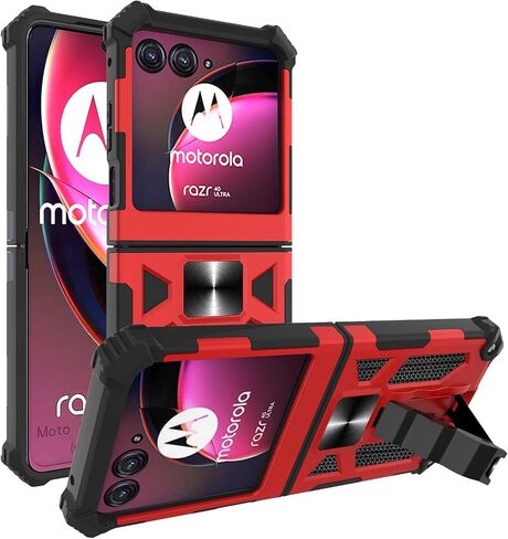حافظة Ailiber لهاتف Motorola Razr+ 2024 5G، حافظة Moto Razr 50 Ultra، لحامل مغناطيسي للسيارة، حامل مسند، حماية قوية مضادة للصدمات، غطاء شديد التحمل لهاتف Moto Razr Plus 2024-أزرق in Saudi Arabia