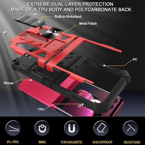 حافظة Ailiber لهاتف Motorola Razr+ 2024 5G، حافظة Moto Razr 50 Ultra، لحامل مغناطيسي للسيارة، حامل مسند، حماية قوية مضادة للصدمات، غطاء شديد التحمل لهاتف Moto Razr Plus 2024-أزرق in Saudi Arabia