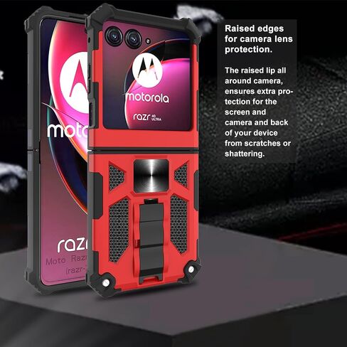 حافظة Ailiber لهاتف Motorola Razr+ 2024 5G، حافظة Moto Razr 50 Ultra، لحامل مغناطيسي للسيارة، حامل مسند، حماية قوية مضادة للصدمات، غطاء شديد التحمل لهاتف Moto Razr Plus 2024-أزرق in Saudi Arabia