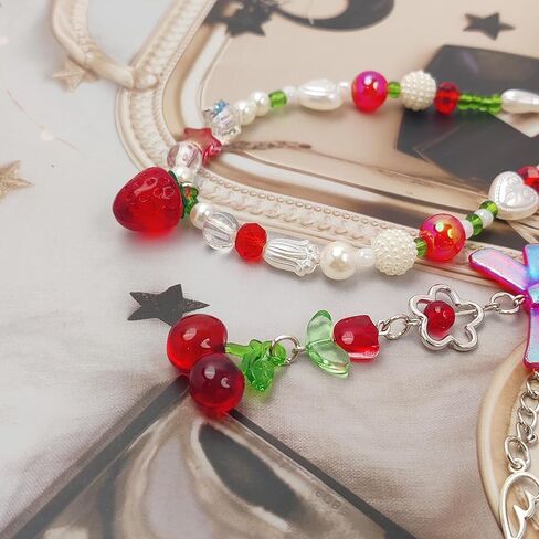 2 Pack Phone Charms, Cute Aesthetic Beaded Phone Charm Strap Phone Lanyard String Phone Chain Accessories for Phone Bag Keychain Airpods Camera Pendants in Kuwait