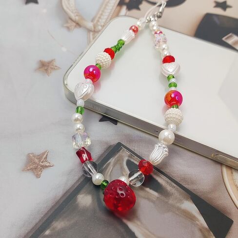 2 Pack Phone Charms, Cute Aesthetic Beaded Phone Charm Strap Phone Lanyard String Phone Chain Accessories for Phone Bag Keychain Airpods Camera Pendants in Kuwait