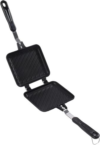 Breakfast Sandwich Maker, Non Stick Sandwich Toaster Panini Press Stove Top Double Sided Baking Pan with Easy Grip Handle, Grid Pattern in Saudi Arabia