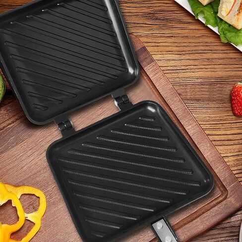 Breakfast Sandwich Maker, Non Stick Sandwich Toaster Panini Press Stove Top Double Sided Baking Pan with Easy Grip Handle, Grid Pattern in Saudi Arabia