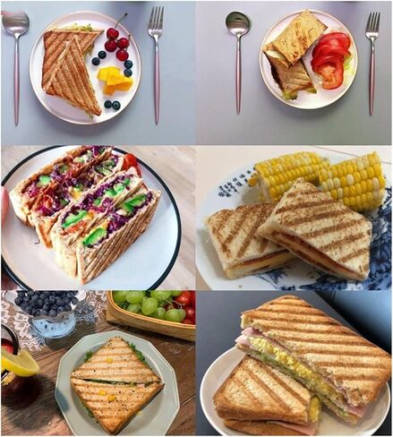 Breakfast Sandwich Maker, Non Stick Sandwich Toaster Panini Press Stove Top Double Sided Baking Pan with Easy Grip Handle, Grid Pattern in Saudi Arabia
