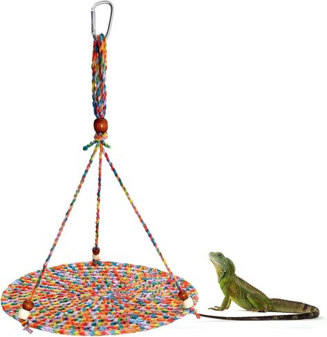 UOIENRT Bearded Dragon Hammock, Lizard Accessories Habitats Supplies, Reptile Swing Hanging Bed Cotton Yarn Braid Bed for Bearded Dragon Leopard Gecko Parrots Hamster Squirrel (Colorful Orange) in Saudi Arabia
