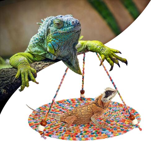 UOIENRT Bearded Dragon Hammock, Lizard Accessories Habitats Supplies, Reptile Swing Hanging Bed Cotton Yarn Braid Bed for Bearded Dragon Leopard Gecko Parrots Hamster Squirrel (Colorful Orange) in Saudi Arabia