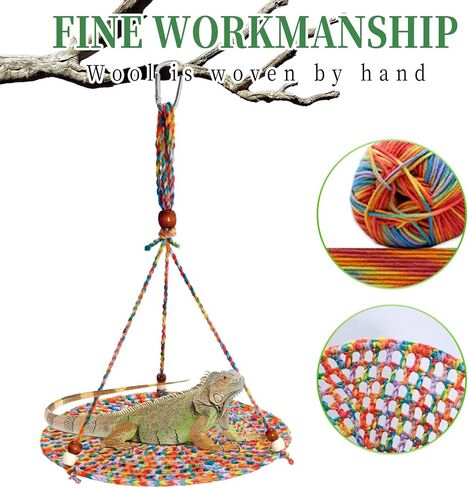 UOIENRT Bearded Dragon Hammock, Lizard Accessories Habitats Supplies, Reptile Swing Hanging Bed Cotton Yarn Braid Bed for Bearded Dragon Leopard Gecko Parrots Hamster Squirrel (Colorful Orange) in Saudi Arabia