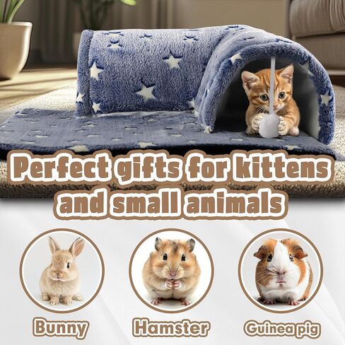 Kitten Tunnel Bed Mat, Glow in The Dark Kitten Bed for Indoor Kittens, Perfect Kitten Gift Toy with 3D Memory Foam, Detachable & Machine Washable, Non-Slip Bottom, Blue S in Saudi Arabia