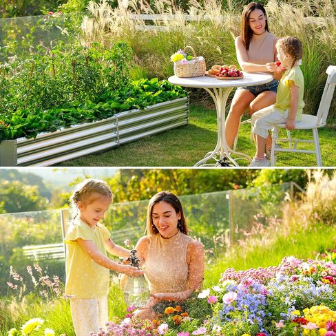 Land Guard 12×4×1ft Galvanized Raised Garden Bed Kit for Vegetables, Galvanized Super Large Metal Planter Raised Garden Boxes Outdoor(359 Gallon Capacity) in Kuwait