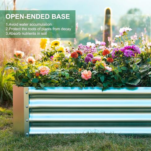 Land Guard 12×4×1ft Galvanized Raised Garden Bed Kit for Vegetables, Galvanized Super Large Metal Planter Raised Garden Boxes Outdoor(359 Gallon Capacity) in Kuwait
