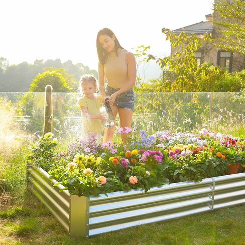 Land Guard 12×4×1ft Galvanized Raised Garden Bed Kit for Vegetables, Galvanized Super Large Metal Planter Raised Garden Boxes Outdoor(359 Gallon Capacity) in Kuwait
