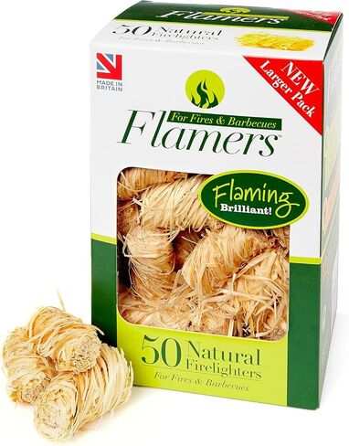 Flamers Natural Eco Fire Starter - 24 Firestarters for Charcoal Logs Firewood Kindling Stick Briquette - Fire Lighter for BBQ Coal Grill Pizza Oven Solo Stove Fire Pit Chiminea Fireplace Campfire in Saudi Arabia