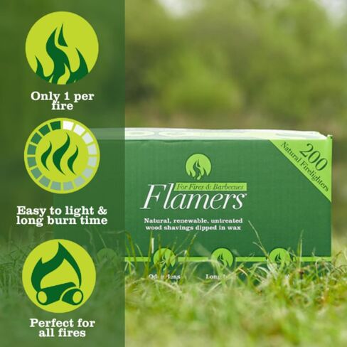 Flamers Natural Eco Fire Starter - 24 Firestarters for Charcoal Logs Firewood Kindling Stick Briquette - Fire Lighter for BBQ Coal Grill Pizza Oven Solo Stove Fire Pit Chiminea Fireplace Campfire in Saudi Arabia
