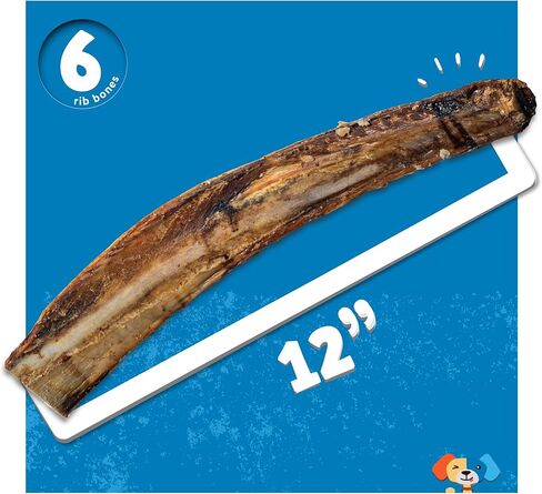 Jack&Pup Rib Bones for Dogs | All Natural Large Dog Bones| Single Ingredient Dog Chew Bones for Medium to Large Dogs (12 inch (6 Pack)) in Saudi Arabia