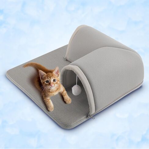 Kitten Tunnel Bed Mat, Glow in The Dark Kitten Bed for Indoor Kittens, Perfect Kitten Gift Toy with 3D Memory Foam, Detachable & Machine Washable, Non-Slip Bottom, Blue S in Saudi Arabia