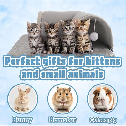 Kitten Tunnel Bed Mat, Glow in The Dark Kitten Bed for Indoor Kittens, Perfect Kitten Gift Toy with 3D Memory Foam, Detachable & Machine Washable, Non-Slip Bottom, Blue S in Saudi Arabia