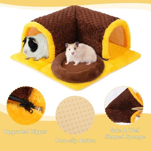 مخبأ خنزير غينيا من UPINS، خنزير غينيا كبير الحجم قابل للفصل ونفق مع وسادة خنزير غينيا ألعاب خنزير غينيا الناعمة للأرانب القزمة، والشنشيلا، والهامستر، والقنافذ، والقوارض، والسحالي ذات العرف، والفئران in Kuwait