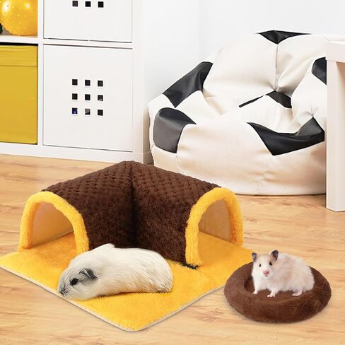 مخبأ خنزير غينيا من UPINS، خنزير غينيا كبير الحجم قابل للفصل ونفق مع وسادة خنزير غينيا ألعاب خنزير غينيا الناعمة للأرانب القزمة، والشنشيلا، والهامستر، والقنافذ، والقوارض، والسحالي ذات العرف، والفئران in Kuwait