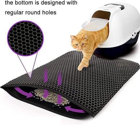 سجادة فضلات القطط، سجادة فضلات الحيوانات الأليفة، سجادة صينية فضلات القطط، وسادة مزدوجة الطبقات مقاومة للماء، بساط مصيدة فضلات القطط، تصميم قرص العسل (الحجم: 30 × 30 سم/11 × 11 بوصة) in Kuwait