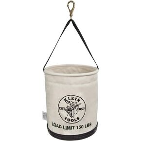 Klein Tools 5109SLR Canvas Bucket, All-Purpose Tool Bucket with Plastic Bottom with Drain Holes, Work Bucket is Load Rated Up to 150-Pounds