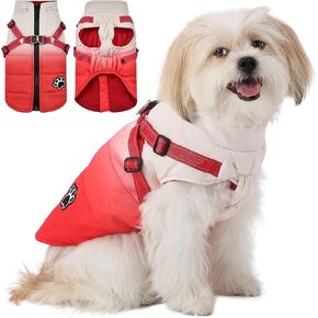 Gyuzh Dog Harness Coat Winter Dog Coat Jacket Vest Clothes Color Changing Dog Coat Dog Jackets Waterproof Dog Coats with Reflective Harness for Small Medium Large Dogs (Medium, Purple)