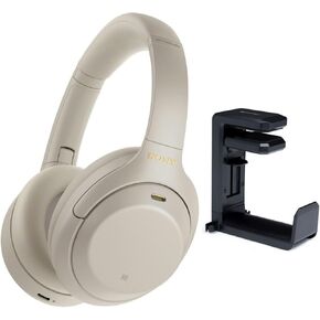 Sony WH-1000XM4 Wireless Noise Canceling Over-Ear Headphones (Black) Bundle with Headphone Hanger Mount (2 Items)