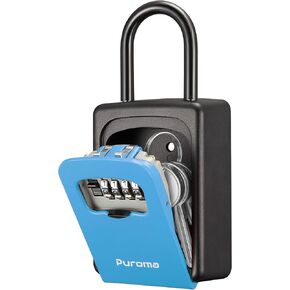 Puroma Lock Box, Large Key Lock Box Resettable Combination Code Lockbox, Portable Wall Mount Lockbox Waterproof Security Safe Box for Outside Outdoor Home Office Door Handle House Key, Gray (1 Pack)