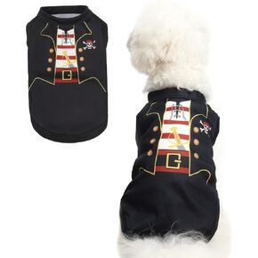 BINGPET Dog Shirt,Cute Pirate Costume Print Stretchy Dog T-Shirts,Lightweight Sleeveless Dog Tank Top Vest,Soft Breathable Puppy Sweatshirt,Dog Clothes Dog Shirts for Small Medium Dogs(Black,S)
