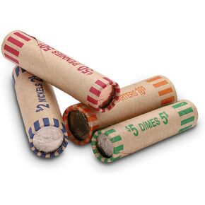 Quarter Coin Wrappers 72 PCS - Preformed Coin Rolls Wrappers for Quarter - Paper Coin Tubes Wrapper, Convenient Quarter Storage Cover Coin Rolls, Coin Wrappers Quarters for Bank and Office